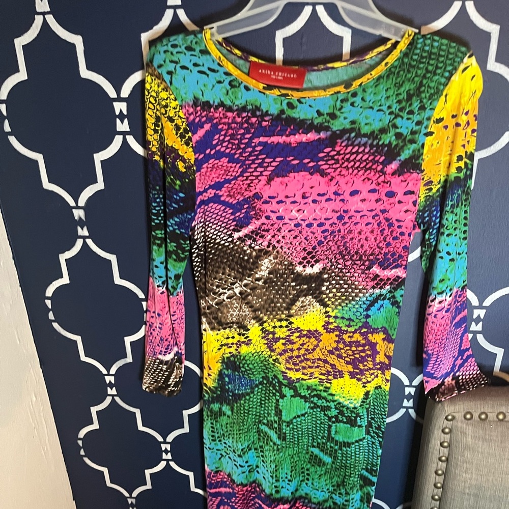 Akira multi-colored snake print dress